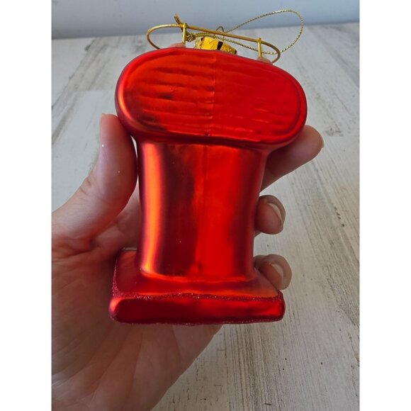 Expresso coffee machine glass ornament red glitter Xmas tree - Picture 5 of 9